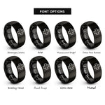 font options for inside engraving on black medic cross rings
