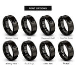 font options for inside engraving on black medic cross rings