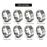 font options for inside engraving on silver medic cross rings