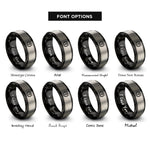 font options for inside engraving on black & silver medical badge rings