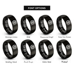 font options for inside engraving on black medical badge rings