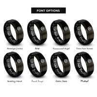 font options for inside engraving on black medical badge rings