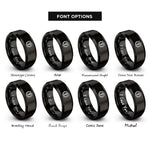 font options for inside engraving on black medical badge rings