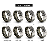 font options for inside engraving on gunmetal & silver medical badge rings