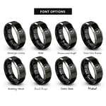 font options for inside engraving on black & grey medical bag rings