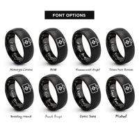 font options for inside engraving on black medical bag rings