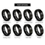 font options for inside engraving on black medical bag rings