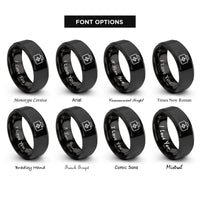 font options for inside engraving on black medical bag rings