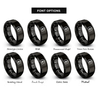 font options for inside engraving on black medical bag rings
