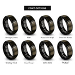 font options for inside engraving on gunmetal & black medical bag rings