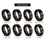 font options for inside engraving on gunmetal & black medical bag rings