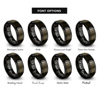 font options for inside engraving on gunmetal & black medical bag rings