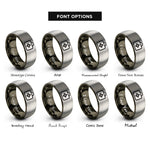 font options for inside engraving on gunmetal & gray medical bag rings