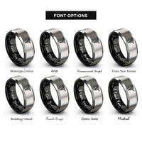font options for inside engraving on black & grey medical caduceus rings