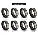 font options for inside engraving on black & silver medical caduceus rings