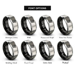 font options for inside engraving on black & grey medical caduceus rings