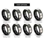 font options for inside engraving on black & silver medical caduceus rings
