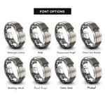 font options for inside engraving on grey medical caduceus rings