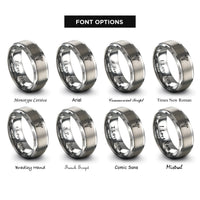 font options for inside engraving on grey medical caduceus rings