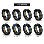 font options for inside engraving on gunmetal & blue medical clipboard rings