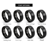 font options for inside engraving on black medical cross rings