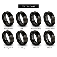 font options for inside engraving on black medical cross rings