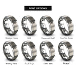 font options for inside engraving on gray medical cross rings
