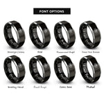 font options for inside engraving on black & gray medical cross paw rings