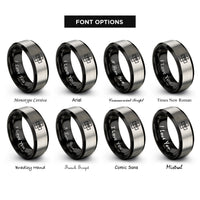 font options for inside engraving on black & silver medical cross paw rings