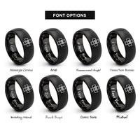 font options for inside engraving on black medical cross paw rings