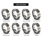 font options for inside engraving on gray medical dog tags rings