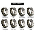font options for inside engraving on gunmetal & grey medical dog tags rings