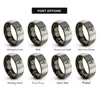 font options for inside engraving on gunmetal & grey medical dog tags rings