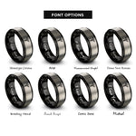 font options for inside engraving on black & gray medical staff emblem rings