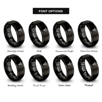 font options for inside engraving on black medical staff emblem rings