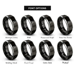 font options for inside engraving on black & gray medicine wheel pair rings