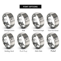 font options for inside engraving on grey medicine wheel pair rings