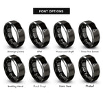 font options for inside engraving on black & gray meditating buddha silhouette rings