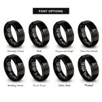 font options for inside engraving on black meditating buddha silhouette rings