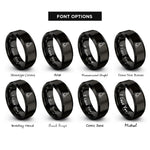 font options for inside engraving on black meditating buddha silhouette rings