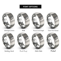 font options for inside engraving on grey meditating buddha silhouette rings