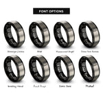 font options for inside engraving on black & silver meerkat standing alert rings