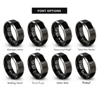 font options for inside engraving on black & grey meerkat standing alert rings