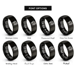 font options for inside engraving on black megaphone rings