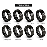 font options for inside engraving on black megaphone rings