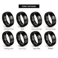 font options for inside engraving on black mellophone rings