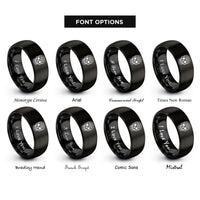 font options for inside engraving on black memento mori skull rings