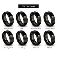 font options for inside engraving on black memento mori skull rings