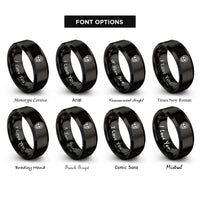 font options for inside engraving on black memento mori skull rings