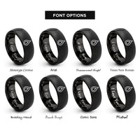 font options for inside engraving on black memorial flame teardrop rings